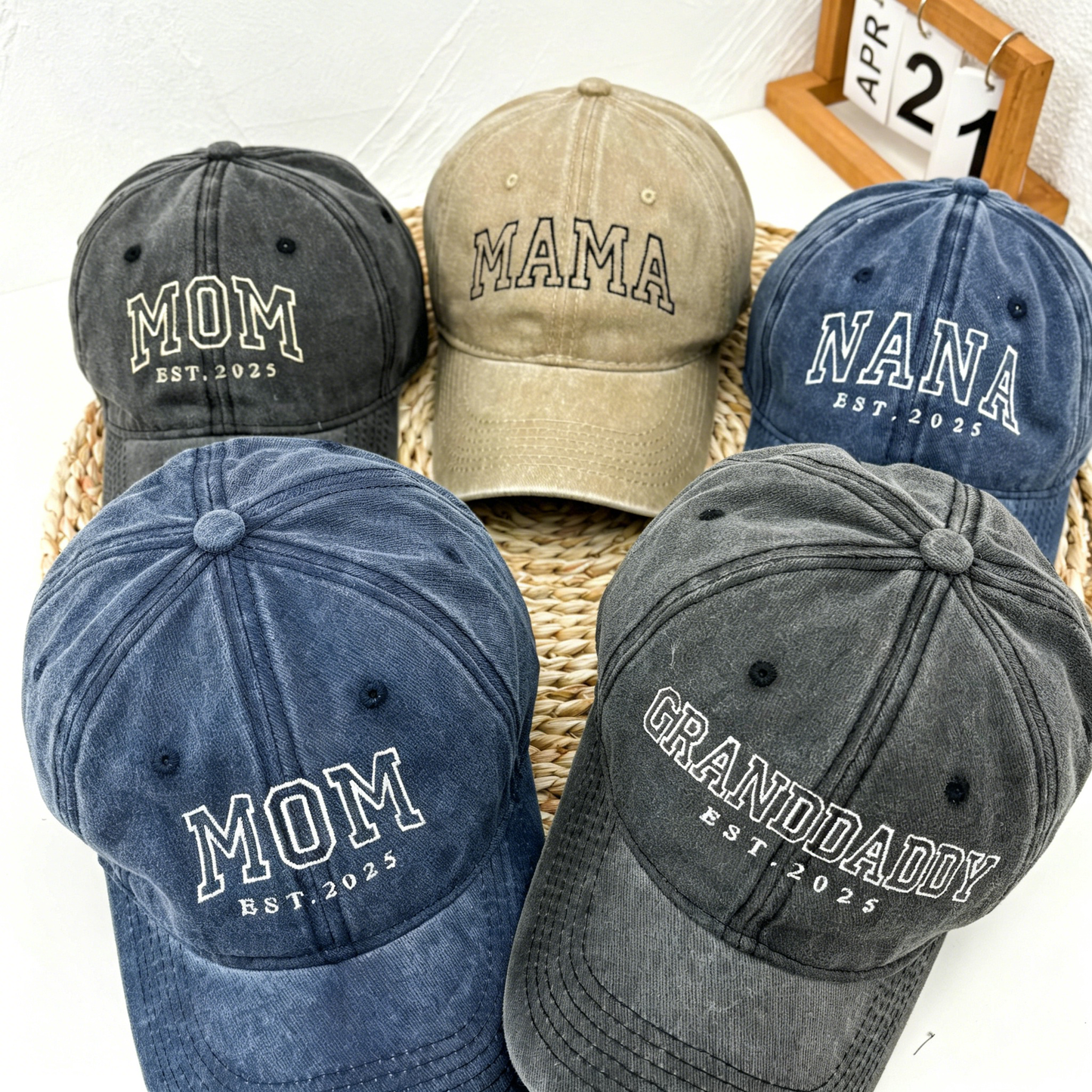 Vintage Wash Custom Name Hat Personalized EST Date Baseball Cap Unique Gift for Mom