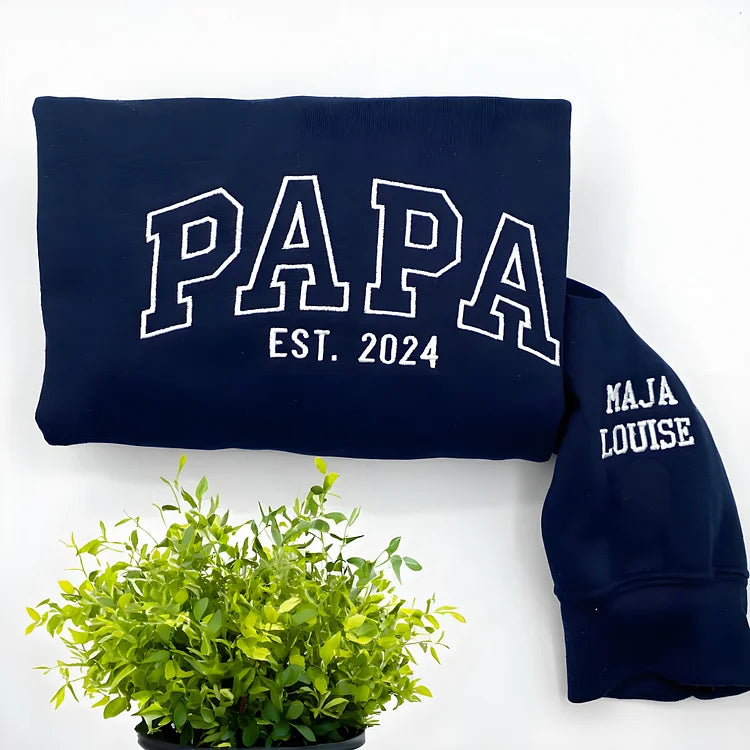 Custom Embroidered Dad/PAPA Hoodie | Personalized Name & Establish Date | Father's Day Gift