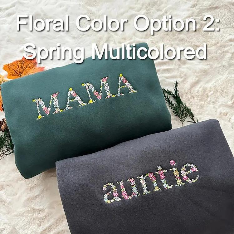 Personalisiertes Sweatshirt mit Blumenstickerei | Muttertagsgeschenk
