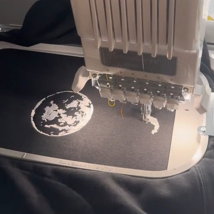 Custom Embroidered Couple Hoodie with Moon & Silhouette Design