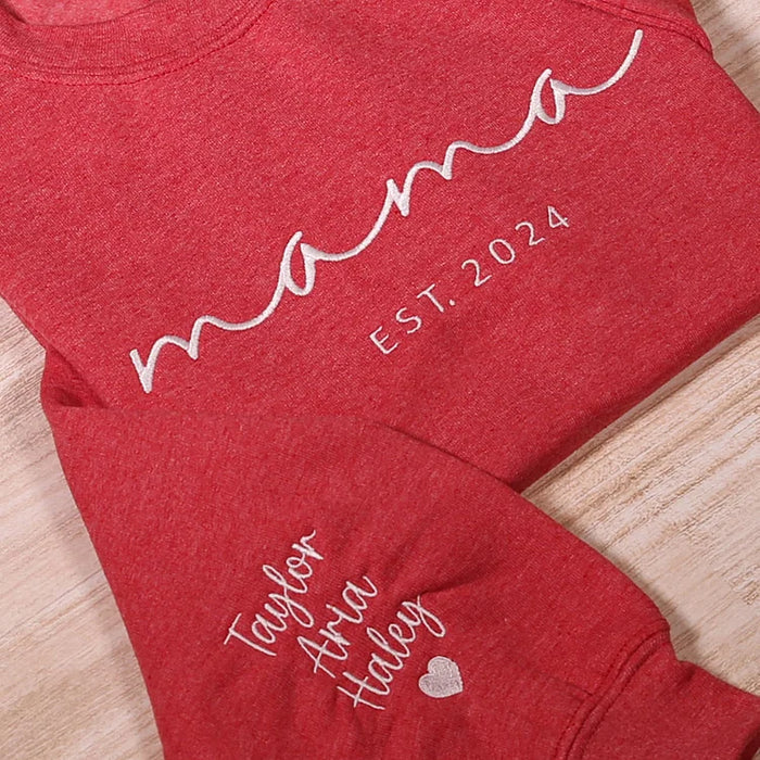 Custom Mom Sweatshirt | Kids' Names on Sleeve