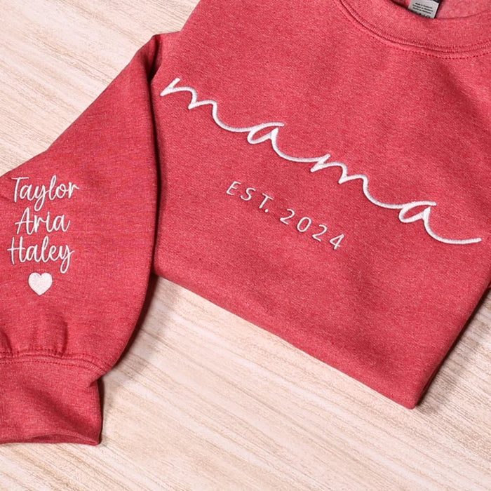 Custom Mom Sweatshirt | Kids' Names on Sleeve