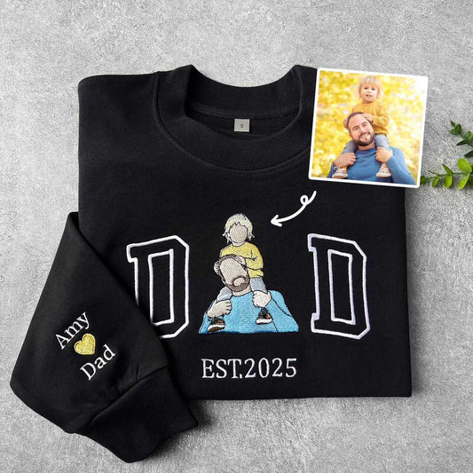 Custom Family Photo Embroidered Sweatshirt for Mom & Dad