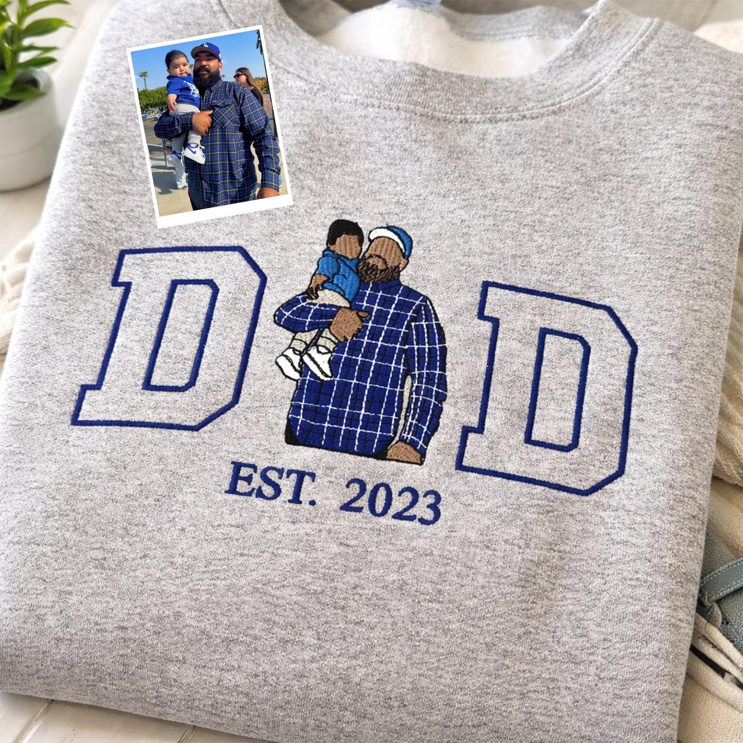 Custom Family Photo Embroidered Sweatshirt for Mom & Dad