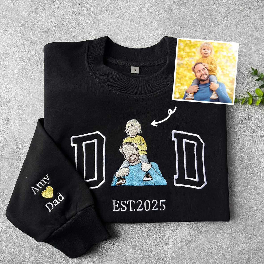 Custom Family Photo Embroidered Sweatshirt for Mom & Dad