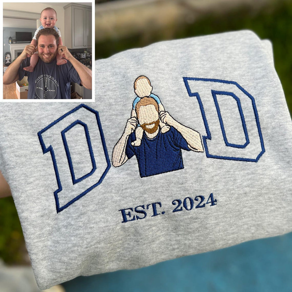 Custom Family Photo Embroidered Sweatshirt for Mom & Dad