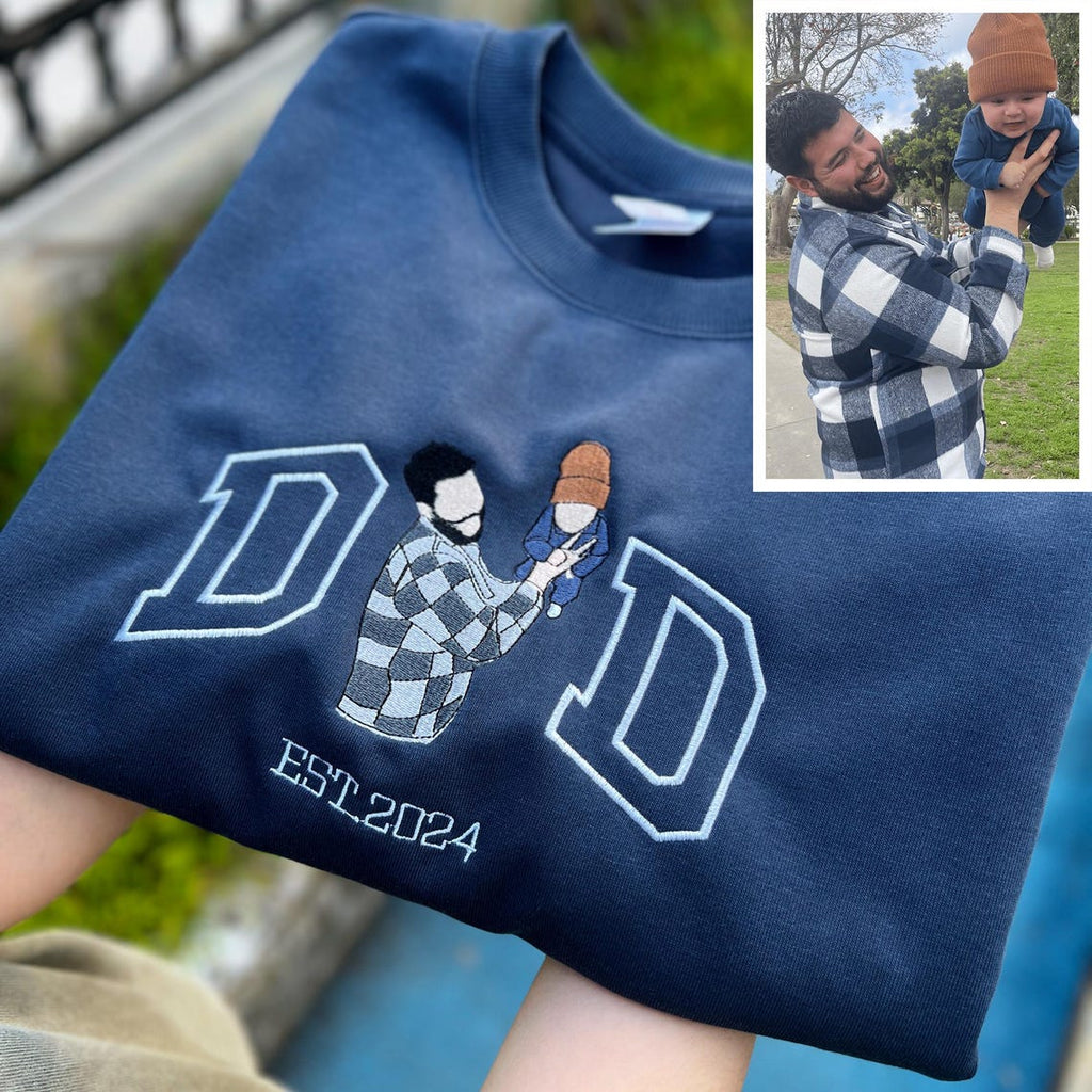 Custom Family Photo Embroidered Sweatshirt for Mom & Dad