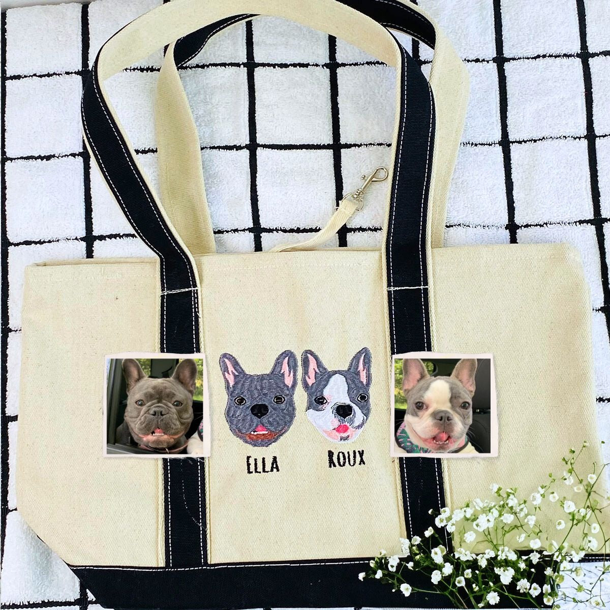 Personalisierte Hundetasche mit besticktem Foto – Einzigartige Geschenkidee für Hundemamas