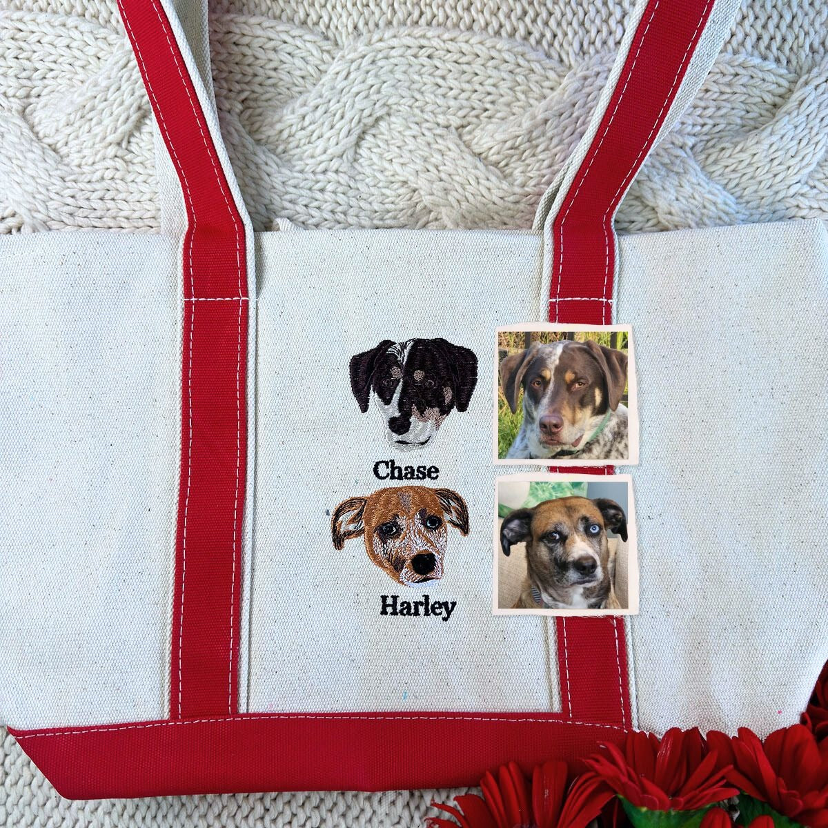 Personalisierte Hundetasche mit besticktem Foto – Einzigartige Geschenkidee für Hundemamas