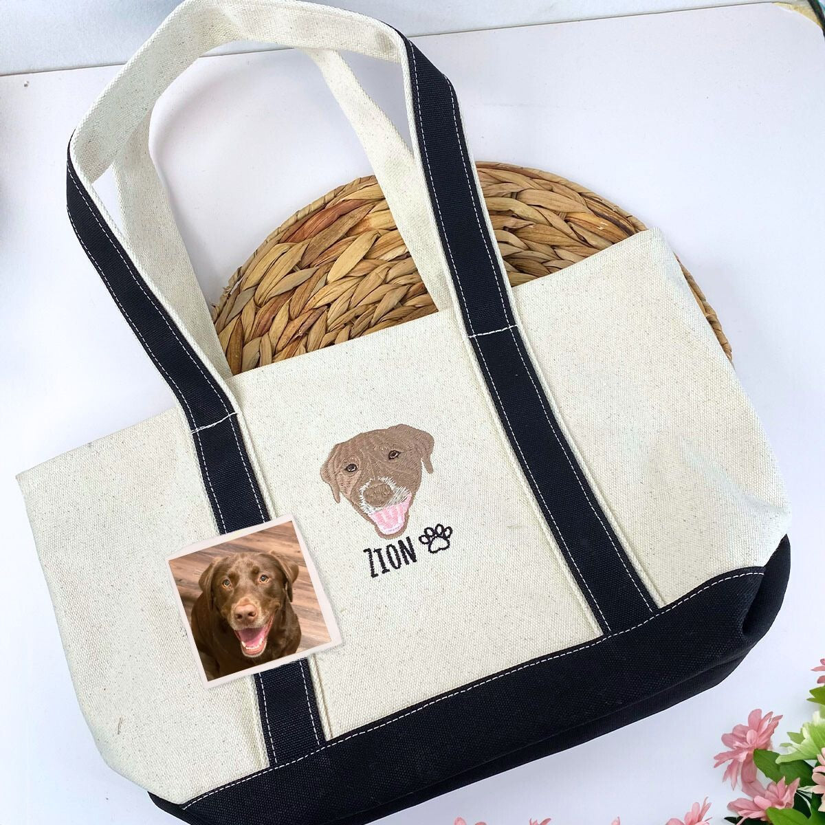 Personalisierte Hundetasche mit besticktem Foto – Einzigartige Geschenkidee für Hundemamas
