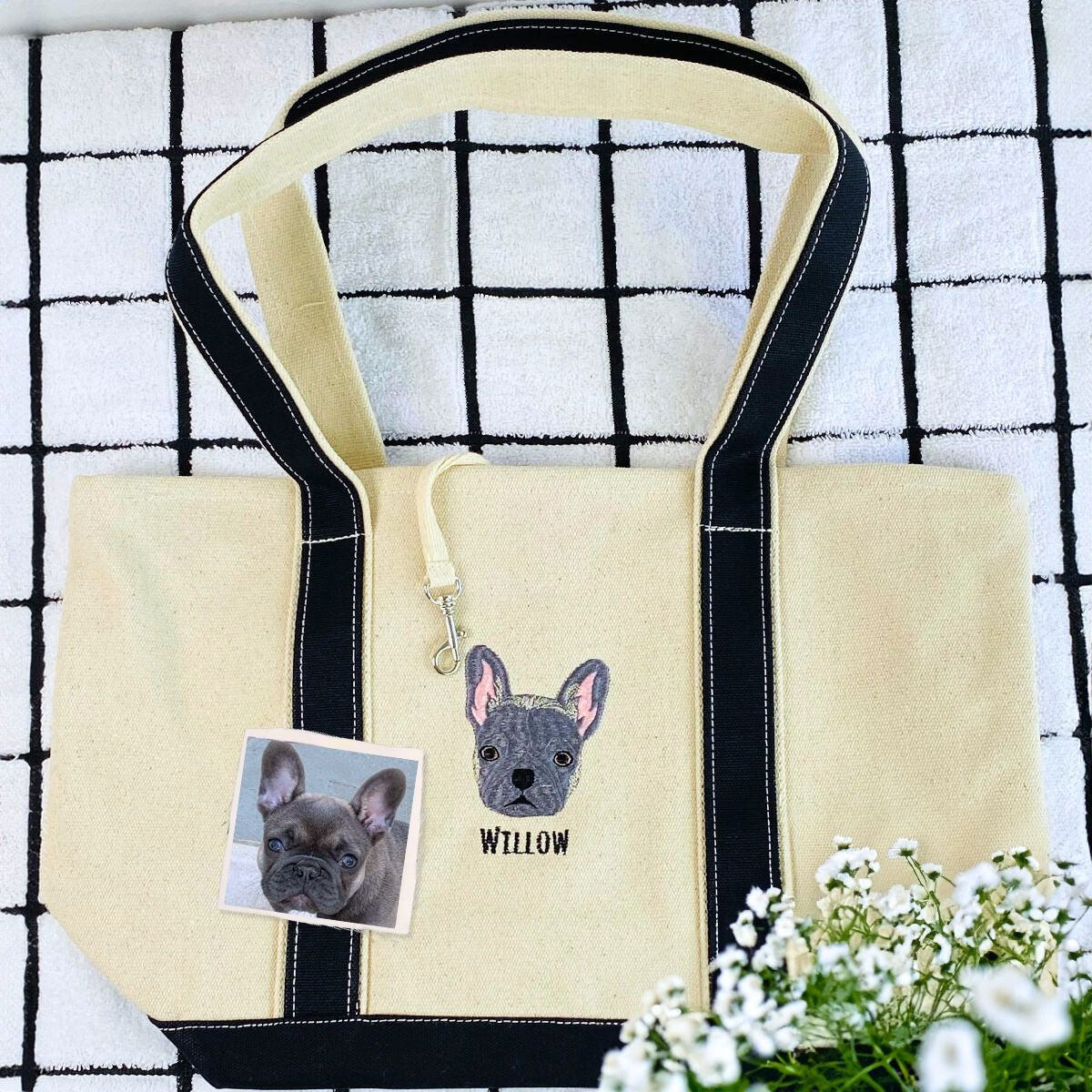 Personalisierte Hundetasche mit besticktem Foto – Einzigartige Geschenkidee für Hundemamas