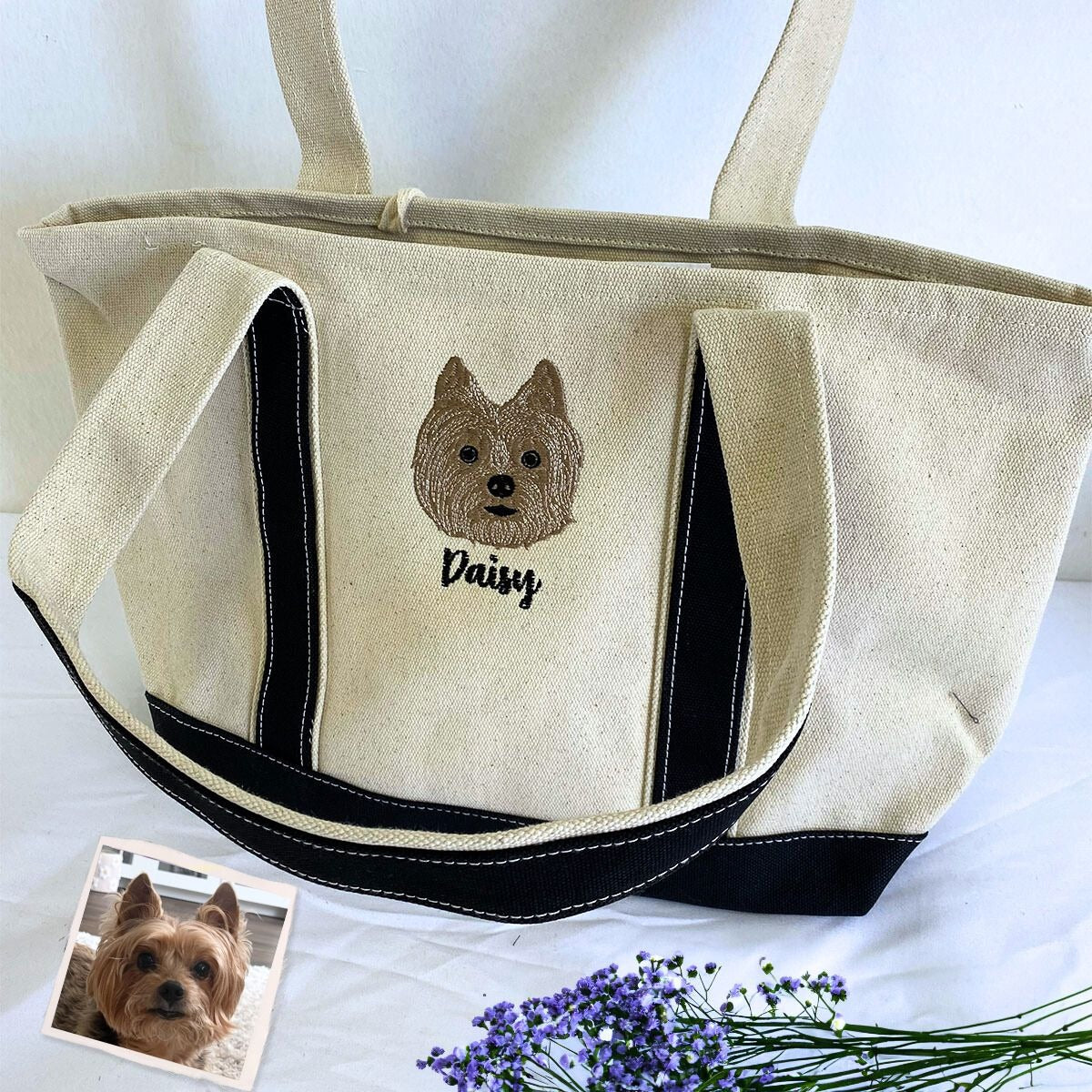 Personalisierte Hundetasche mit besticktem Foto – Einzigartige Geschenkidee für Hundemamas