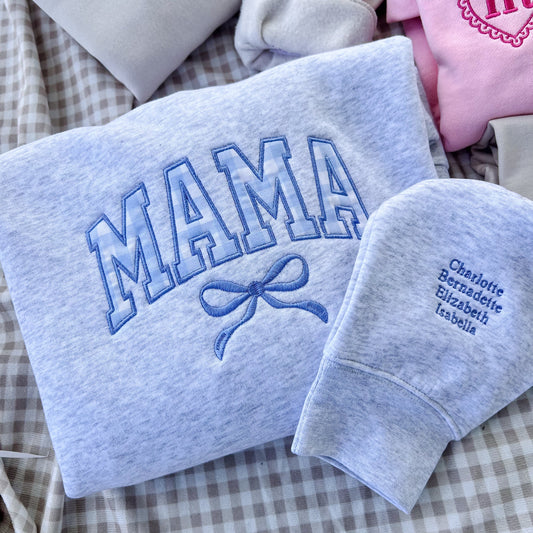 MAMA Bow Applique Crew