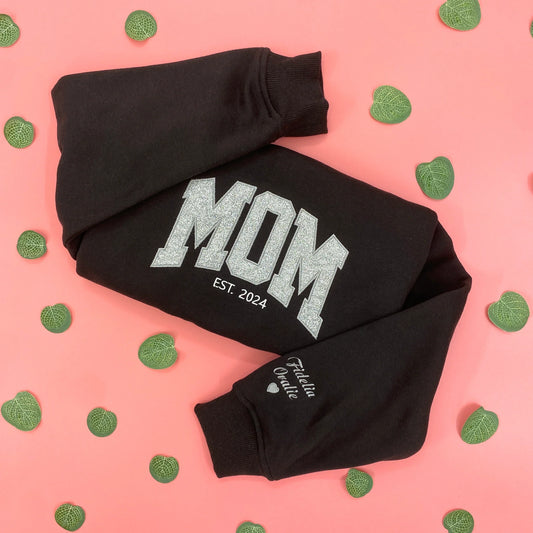 Custom Embroed MAMA Glitter Hoodie