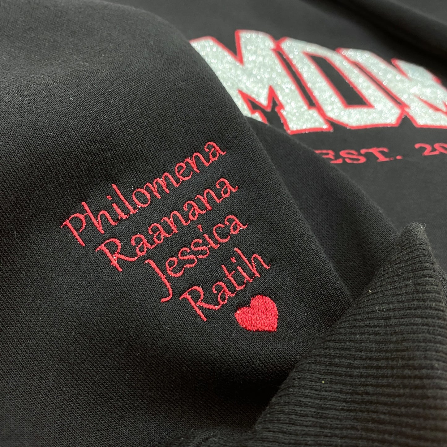 Custom Embroed MAMA Glitter Hoodie