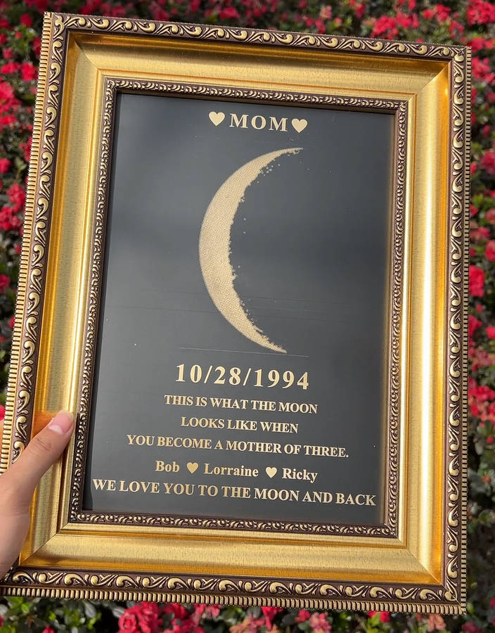 Custom Moon Phase Frame With Text & Date- Commemorative Gift