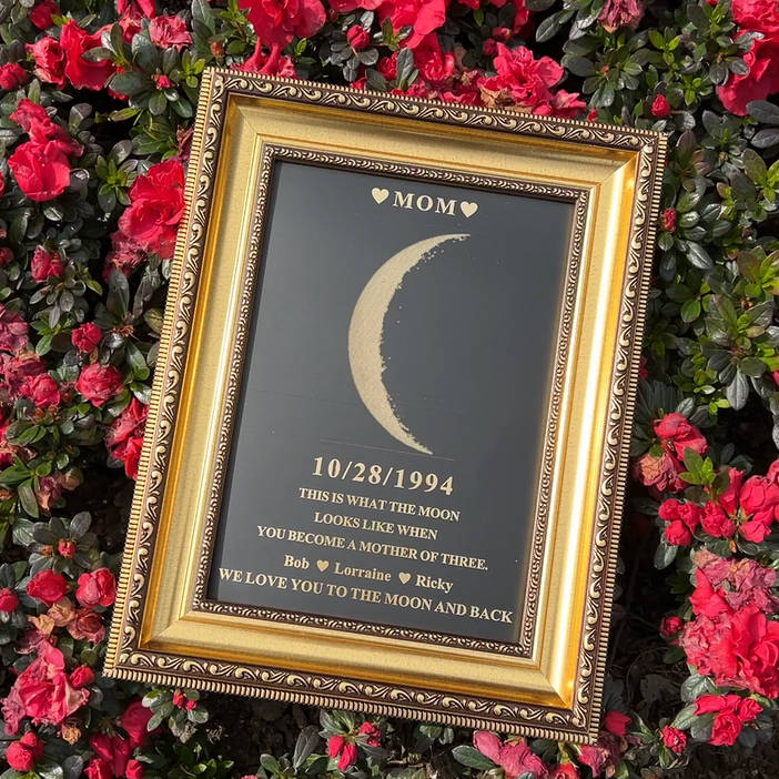 Custom Moon Phase Frame With Text & Date- Commemorative Gift