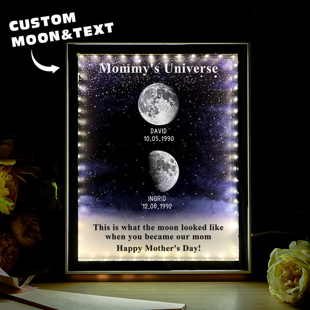 Starry Night Customize Birth Moon Phase Mirror Light Box