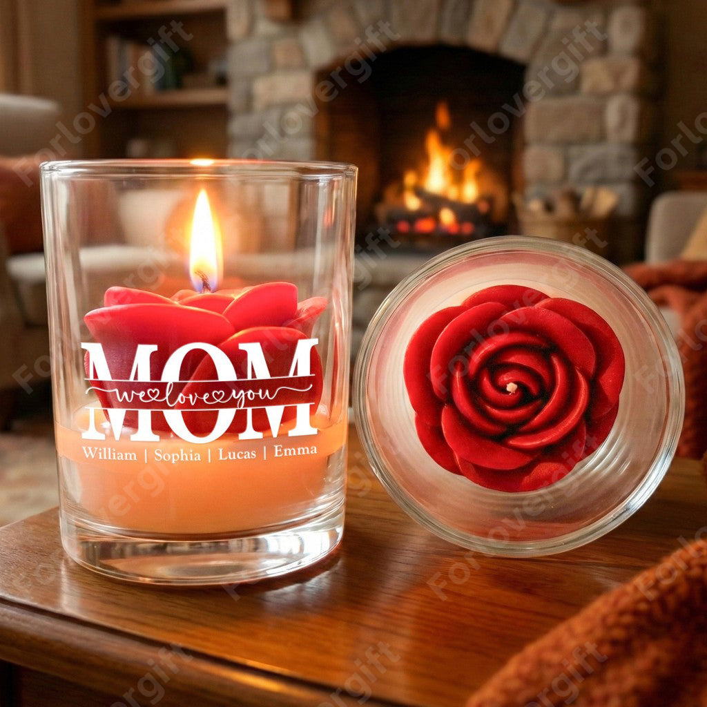 Personalisierte florale Sojawachskerze – individuelles „Wir lieben dich“-Geschenk für Mama, Muttertags-Special