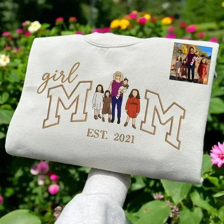 Custom Boy & Girl Mama Sweatshirt | Kids Portrait