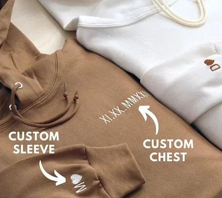 Personalisierte Sweatshirts für Paare mit gestickten römischen Ziffern, individuelle Geschenke