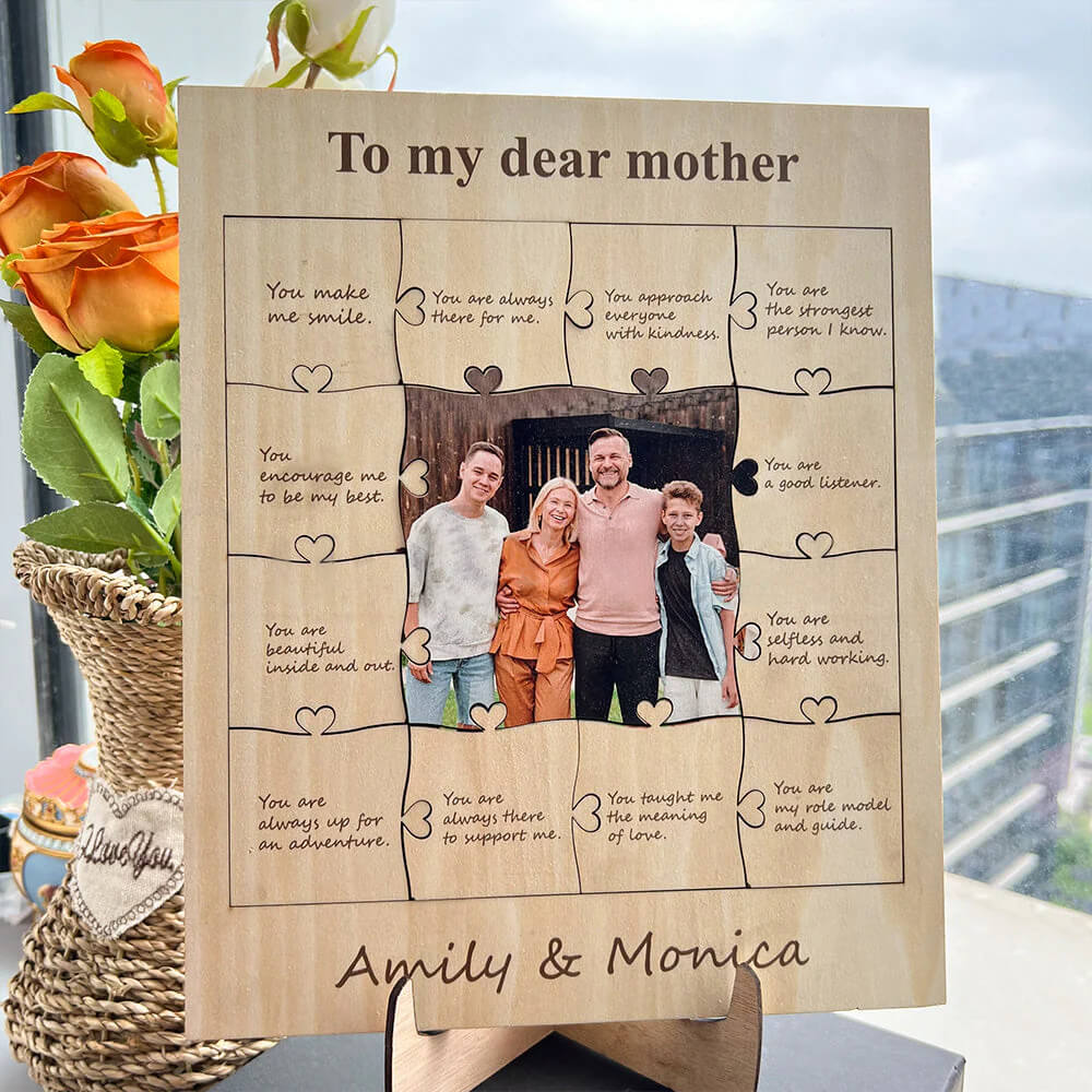 Mother's Day ❤️ 12 Reasons Why I Love My Mom Personalized Photo Wooden Puzzle
