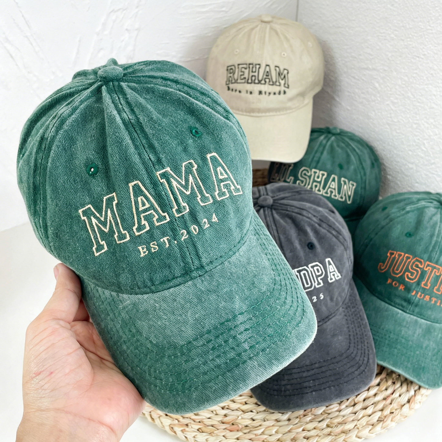 Vintage Wash Custom Name Hat Personalized EST Date Baseball Cap Unique Gift for Mom