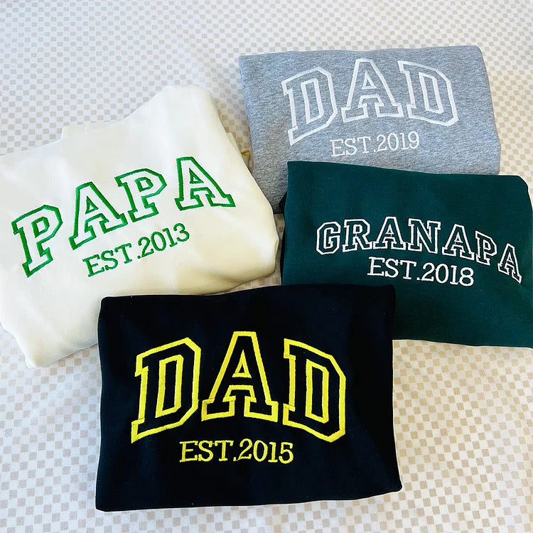 Custom Embroidered Dad/PAPA Hoodie | Personalized Name & Establish Date | Father's Day Gift