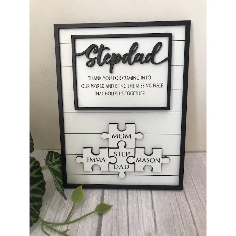 👨Dad Puzzle Sign With Kids Name, Wall Decor, Custom Dad Wooden Sign