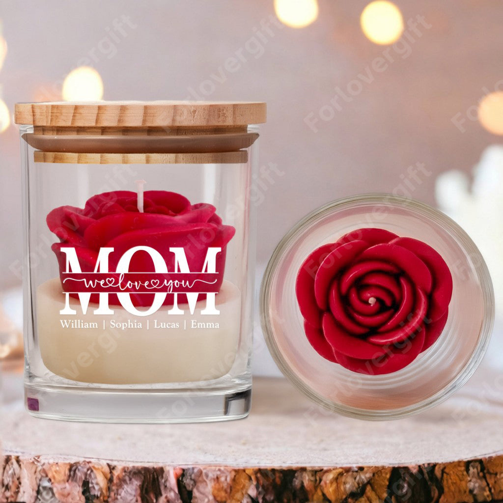 Personalisierte florale Sojawachskerze – individuelles „Wir lieben dich“-Geschenk für Mama, Muttertags-Special