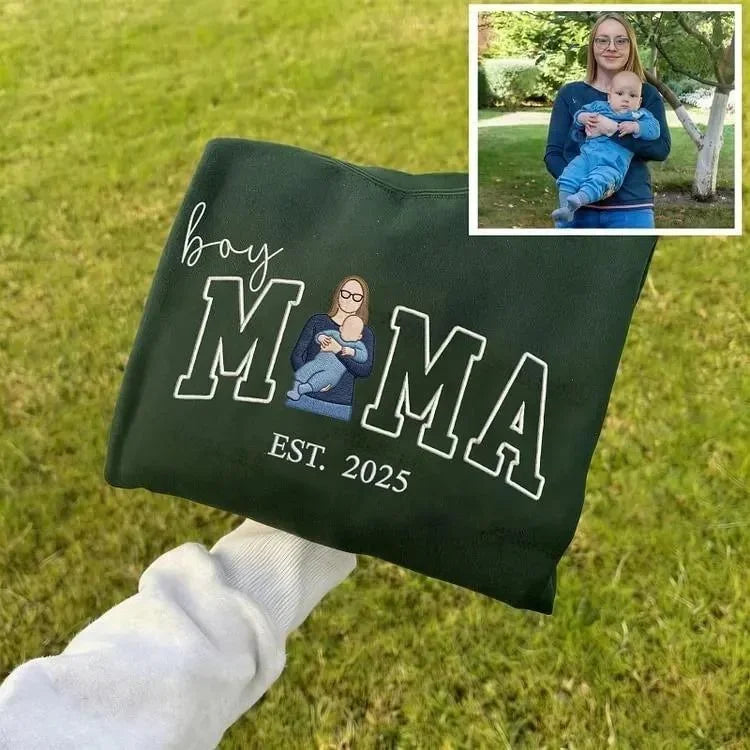 Custom Boy & Girl Mama Sweatshirt | Kids Portrait