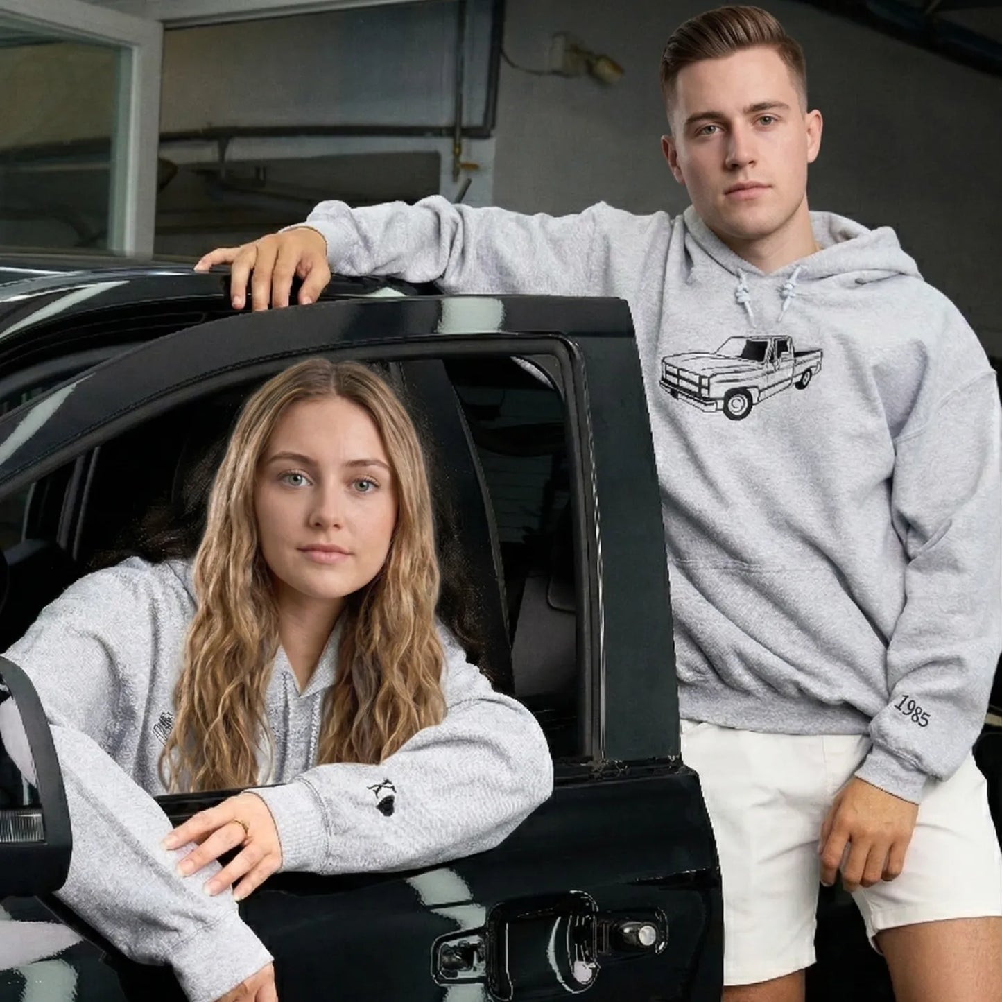 Custom Embroidered Car Hoodie, Sweatshirt, Personalized Car Gifts for Him