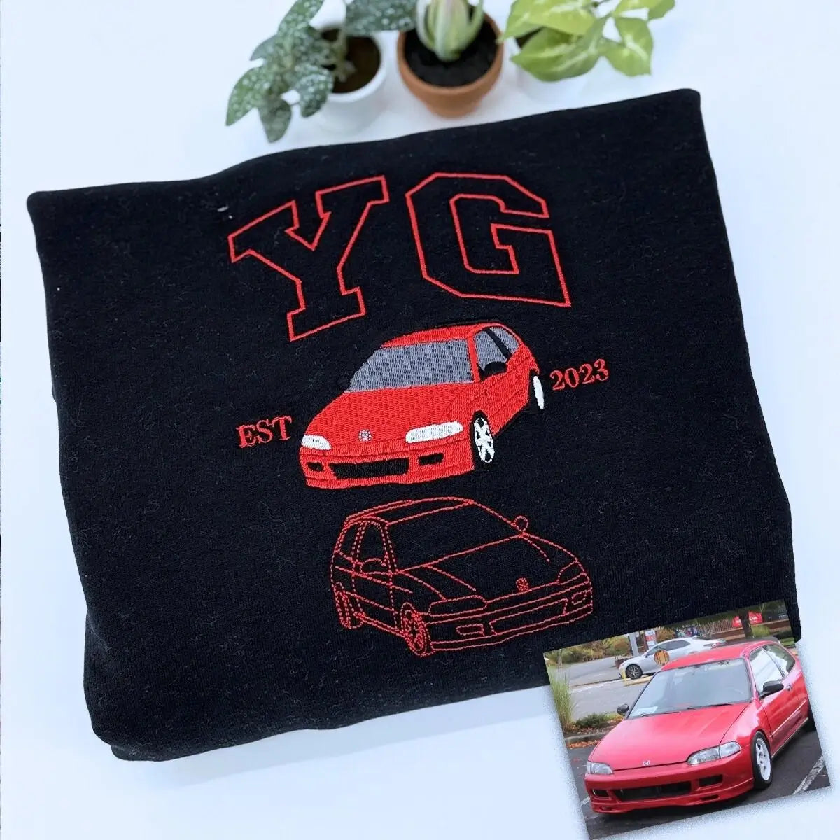 Custom Embroidered Car Hoodie, Sweatshirt, Personalized Car Gifts for Him