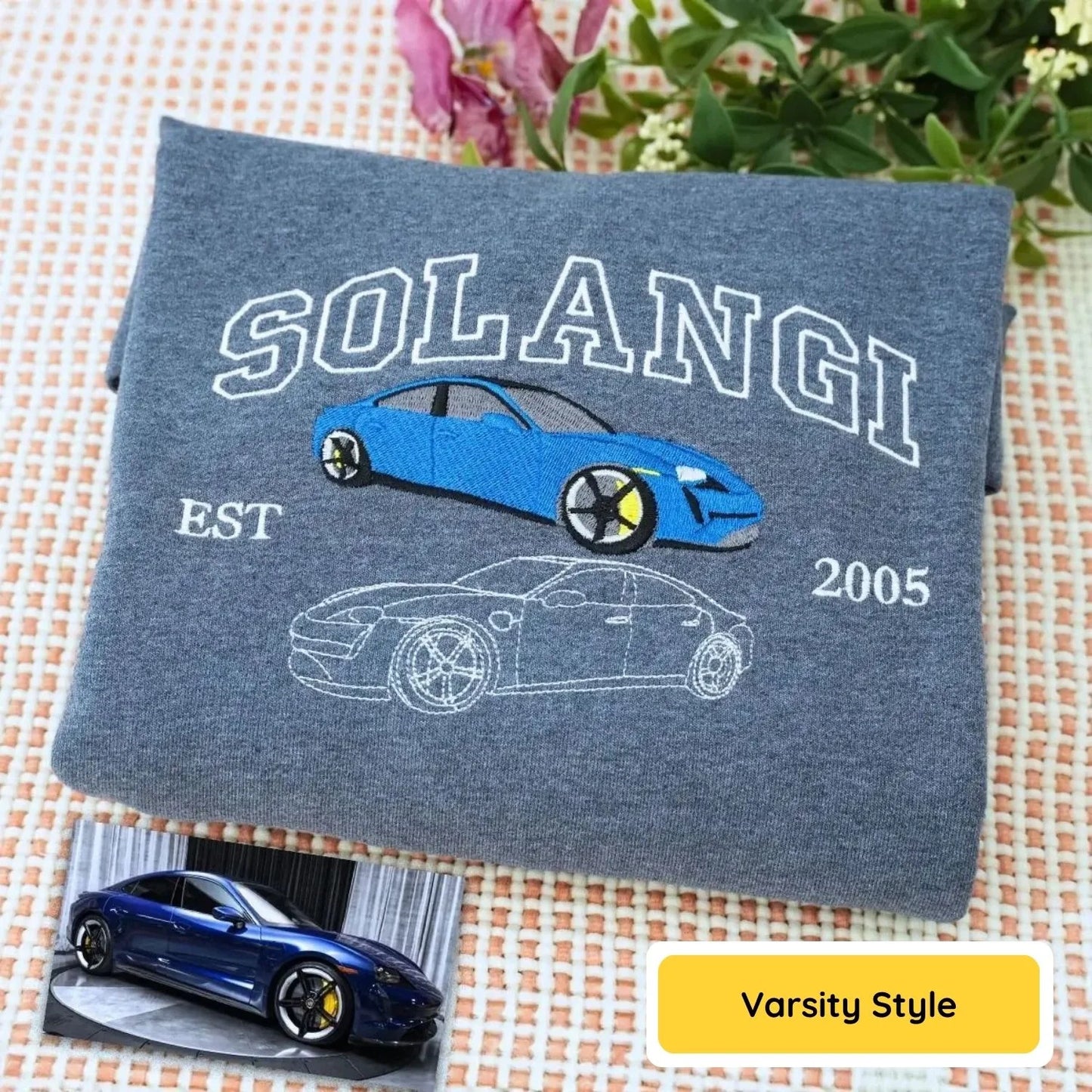 Custom Embroidered Car Hoodie, Sweatshirt, Personalized Car Gifts for Him