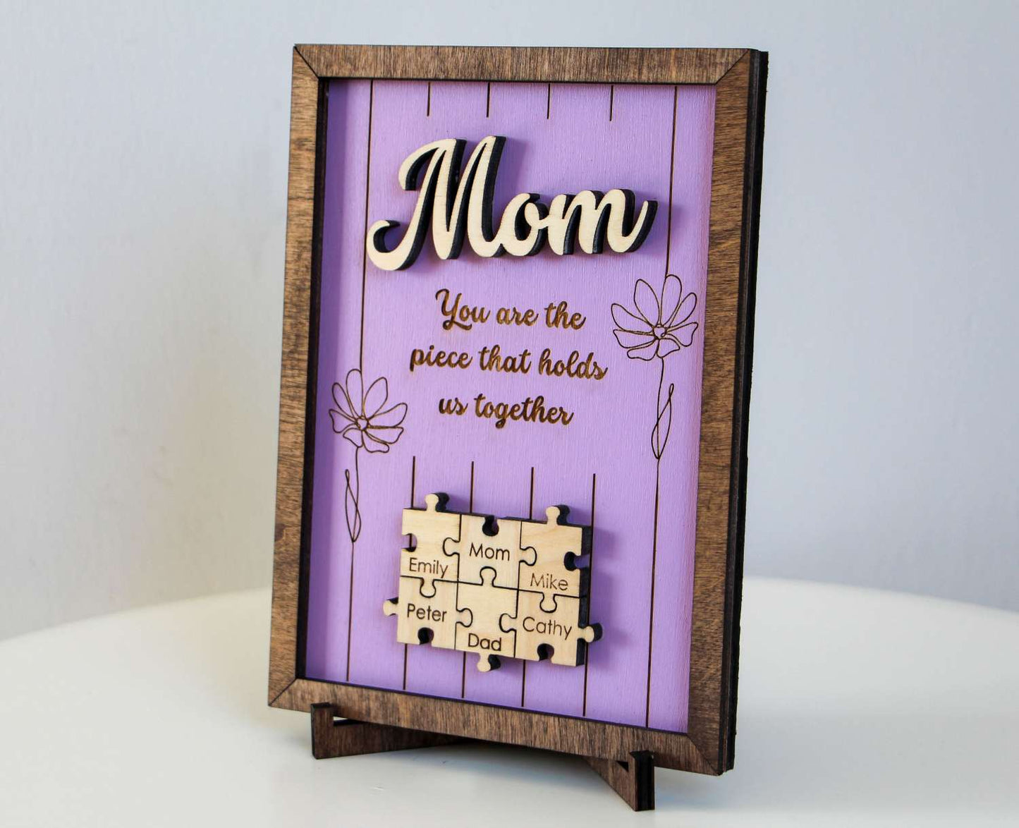 Puzzle Mama Schild, Du bist das Stück, das uns zusammenhält, Muttertagsgeschenk von Tochter