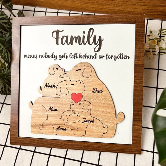 Personalized Dog Family Sign – Custom Engraved Gift for Mom, Parents & Kids