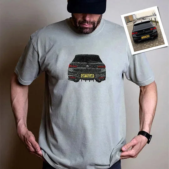 Custom Car Photo Embroidered Sweatshirt | Personalized Vehicle Portrait Crewneck for Car Lovers