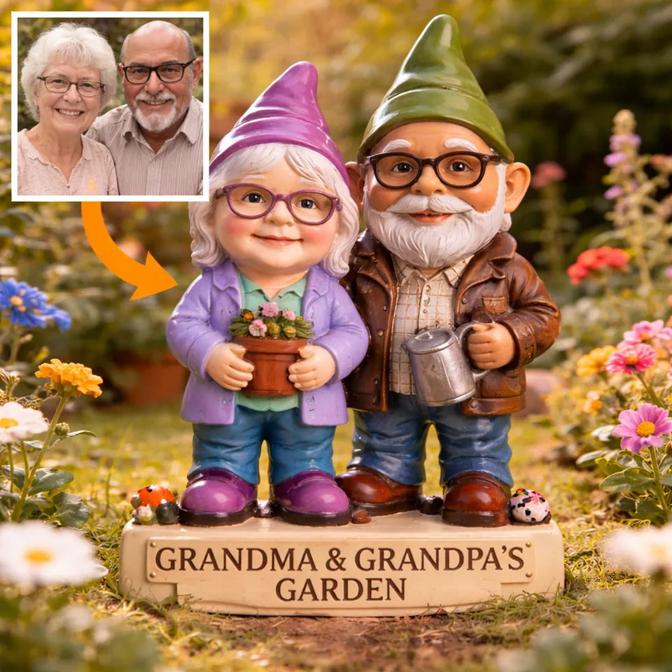 3D Effect Custom Garden Gnome Statue Personalized Photo Figurine with Custom Name