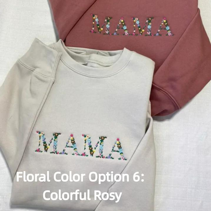 Personalisiertes Sweatshirt mit Blumenstickerei | Muttertagsgeschenk