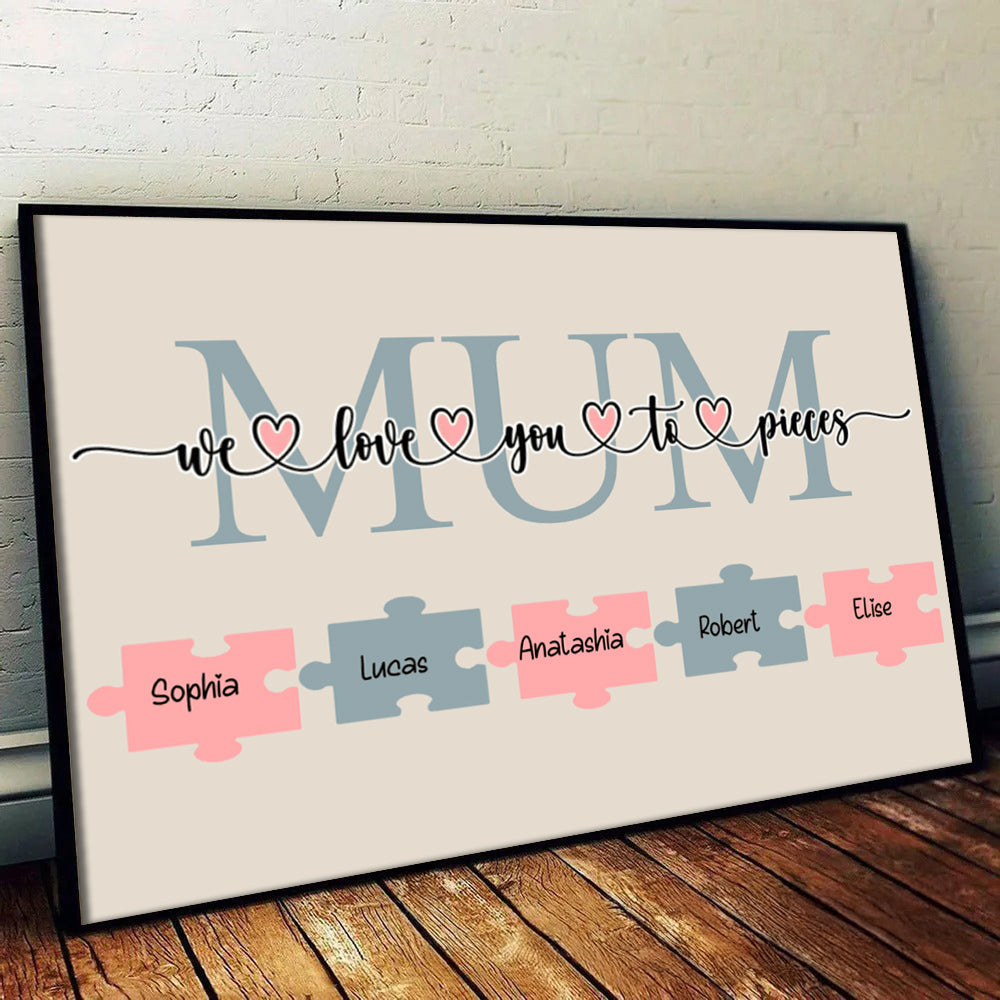 Wir Lieben Dich von Herzen Leinwand - Personalisiertes Familiengeschenk für Familienmitglieder, Mama und Papa, Muttertag, Vatertag