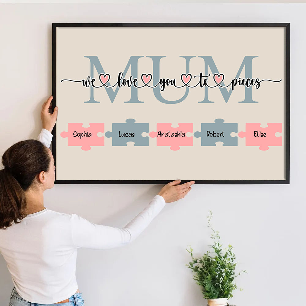 Wir Lieben Dich von Herzen Leinwand - Personalisiertes Familiengeschenk für Familienmitglieder, Mama und Papa, Muttertag, Vatertag