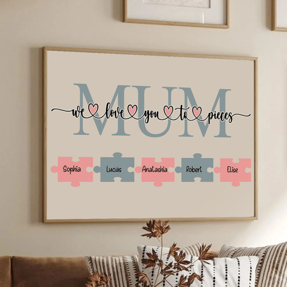 Wir Lieben Dich von Herzen Leinwand - Personalisiertes Familiengeschenk für Familienmitglieder, Mama und Papa, Muttertag, Vatertag
