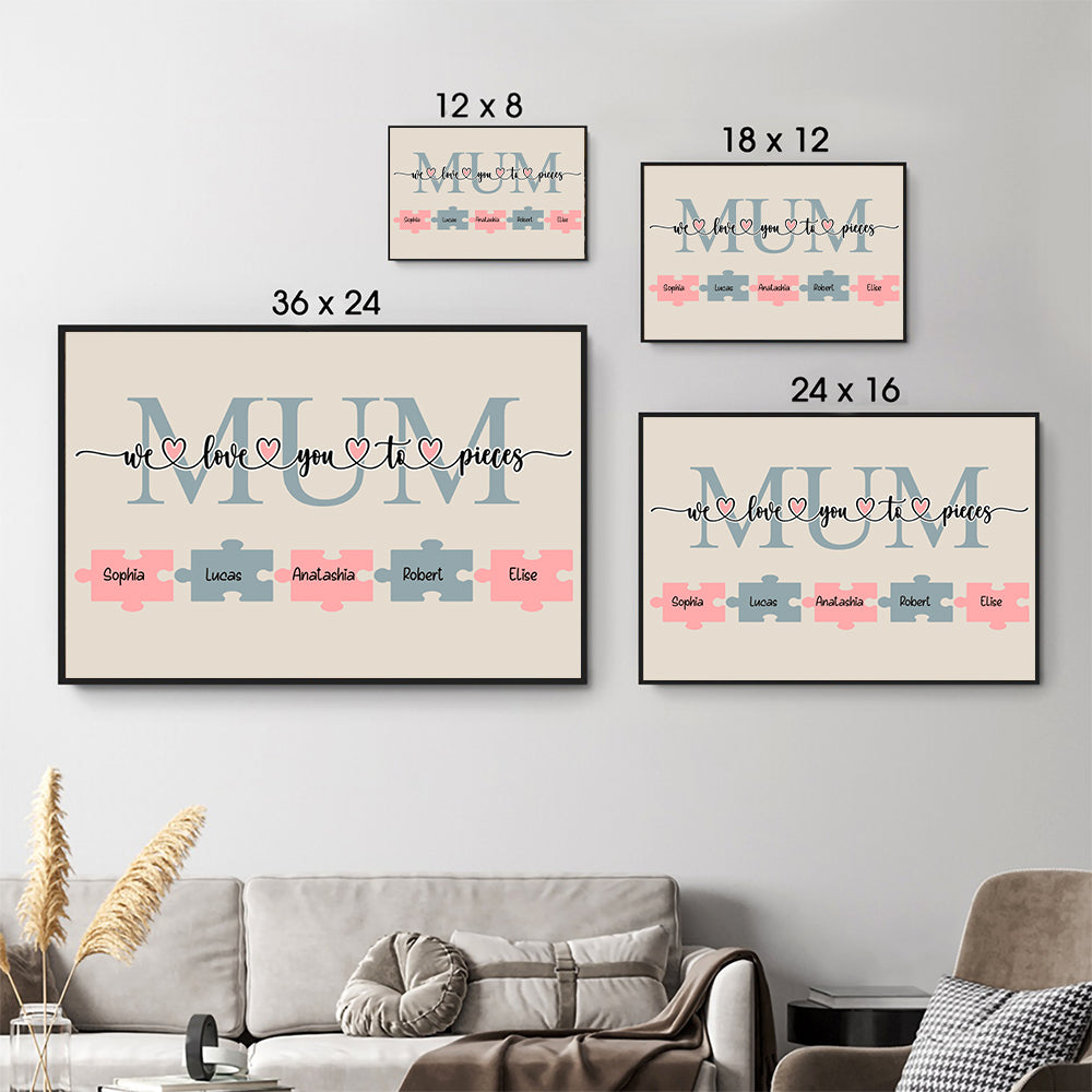 Wir Lieben Dich von Herzen Leinwand - Personalisiertes Familiengeschenk für Familienmitglieder, Mama und Papa, Muttertag, Vatertag