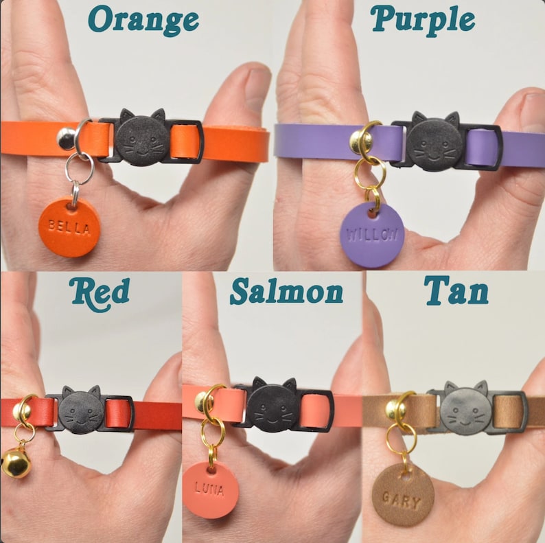 Cat Collar Personalized, Cat Tag Personalized, Leather Cat Collar, Kitten Collar, Safety Collar, Small Pet Tag, Cat Tag,Breakaway Cat Collar