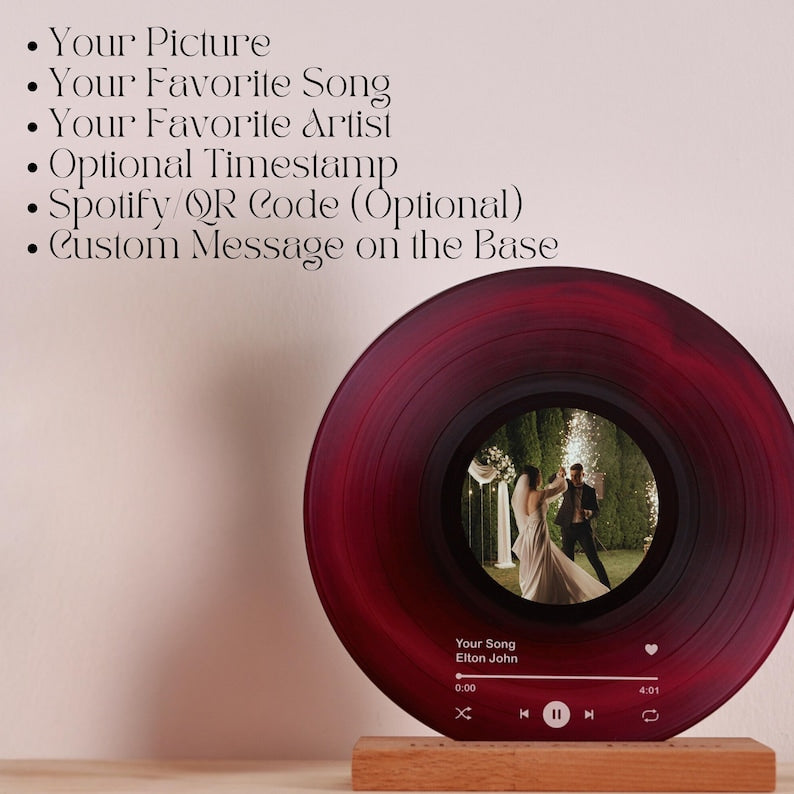 Personalisierte Schallplatte mit Foto – Acryl-Song-Plakette – Jubiläumsgeschenk für Freunde – Geburtstagsgeschenk für Sie Ihn – Valentinstagsgeschenke