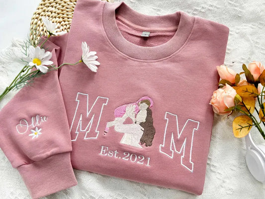 Custom Embroidered Mama Sweatshirt with Photo