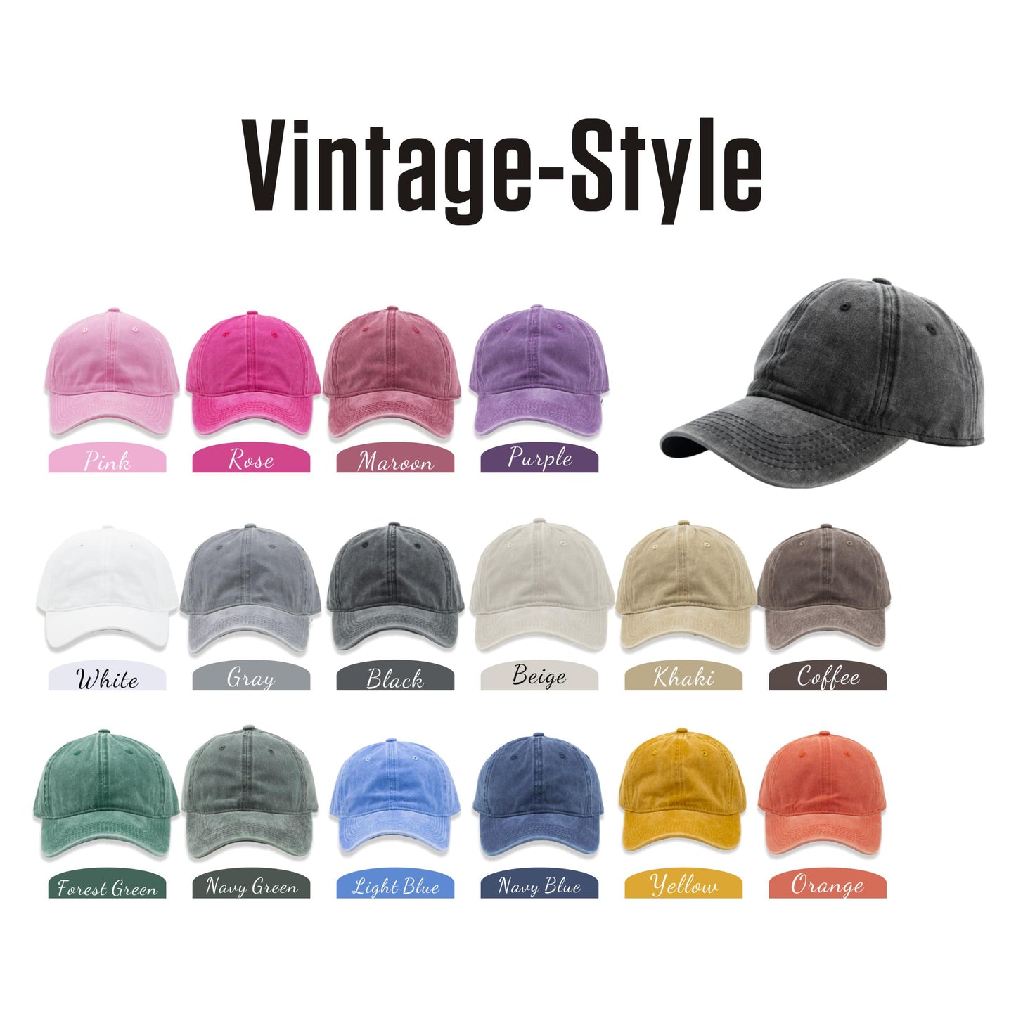 Vintage Wash Custom Name Hat Personalized EST Date Baseball Cap Unique Gift for Mom