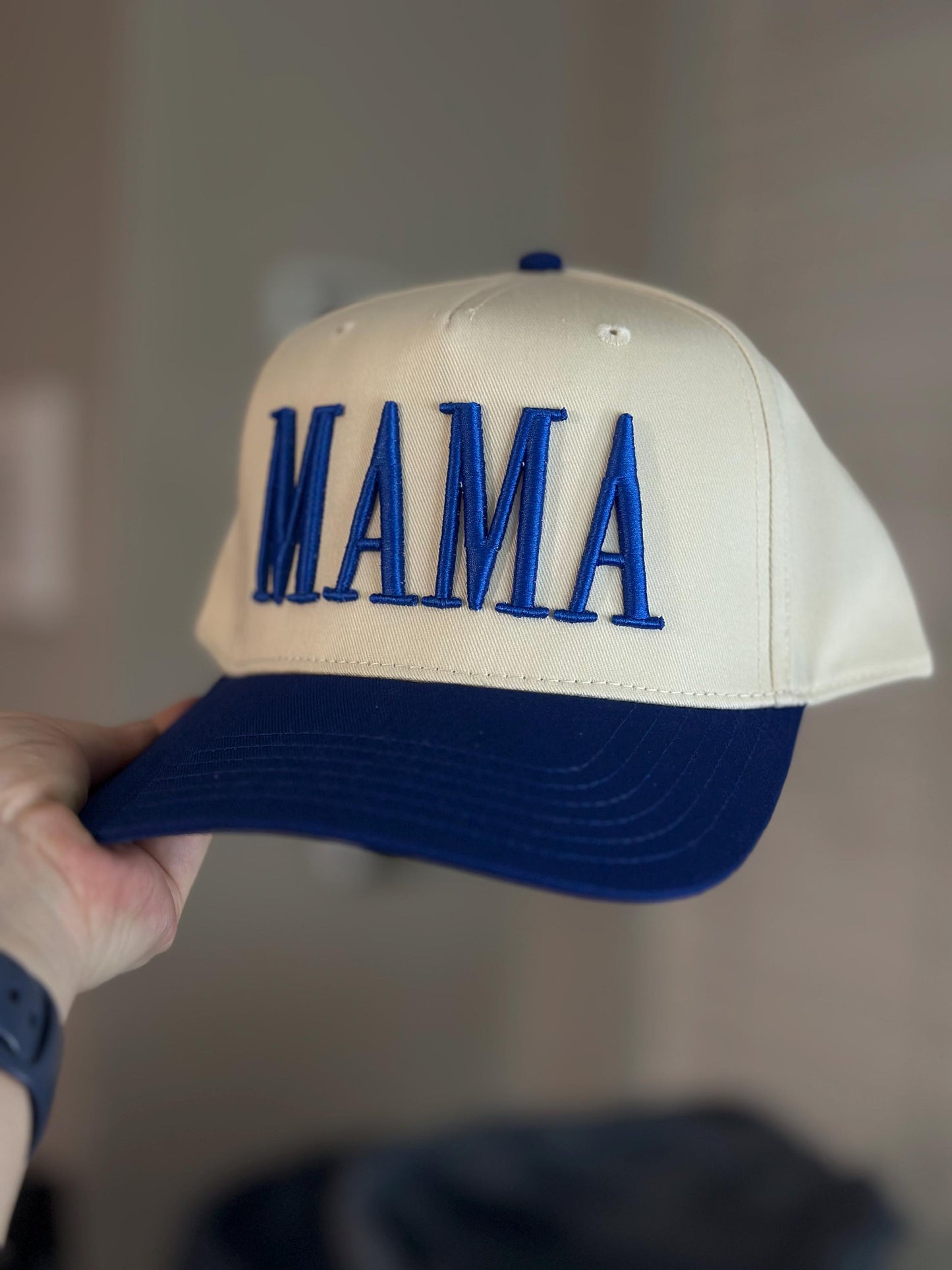 Custom Two-Tone Mom Baseball Cap, Personalized Nickname & EST Date 3D Puff Embroidered Hat