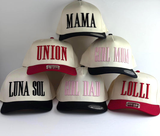 Custom Two-Tone Mom Baseball Cap, Personalized Nickname & EST Date 3D Puff Embroidered Hat