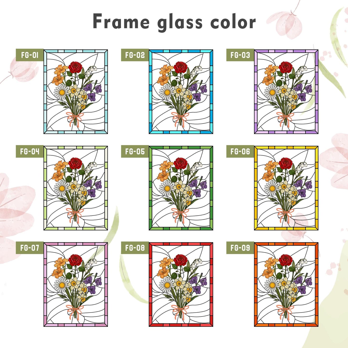 Custom Grandma's Garden Birth Flower & Grandkids Hands Stained Glass Suncatcher